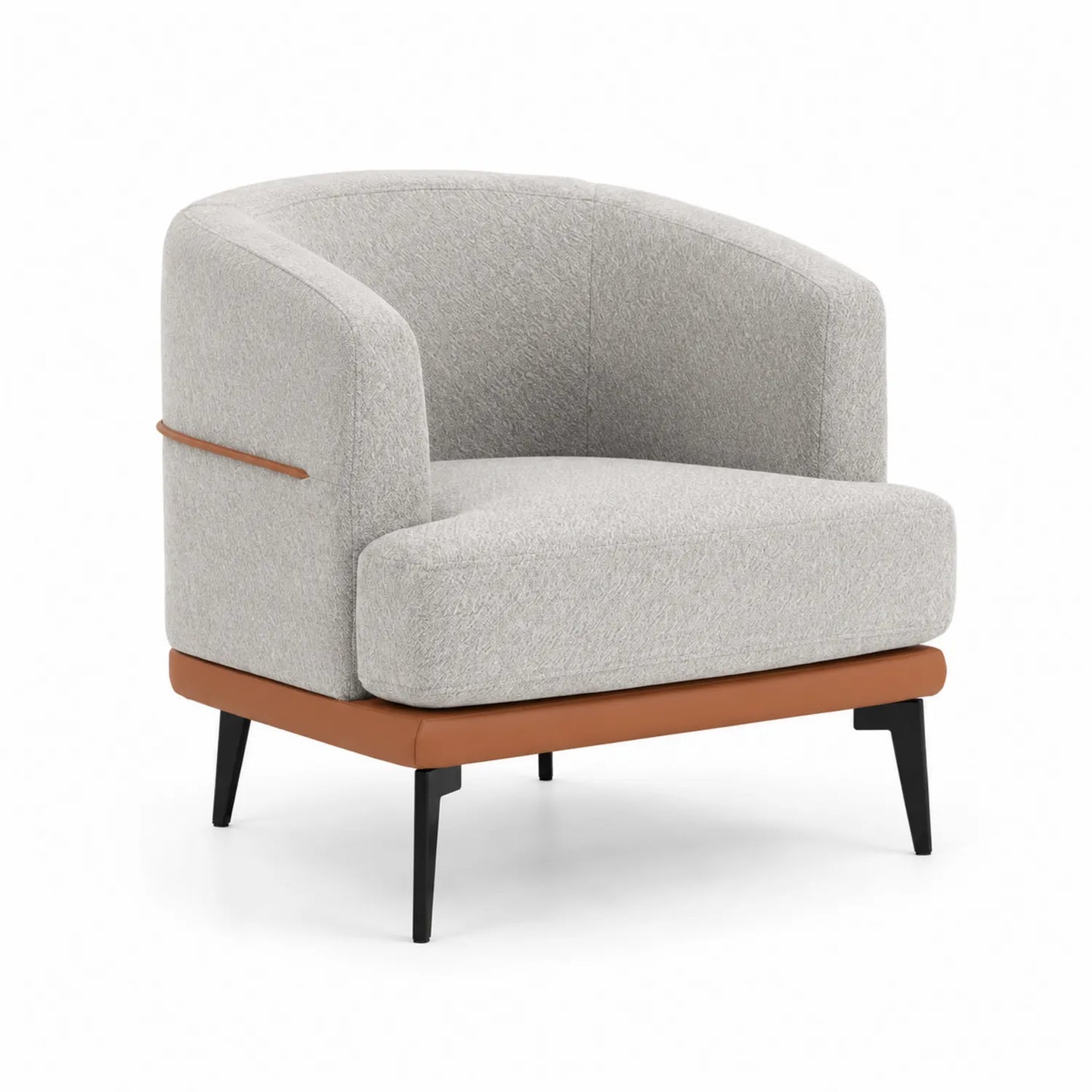 Silla de salón de tela con base de cuero sintético