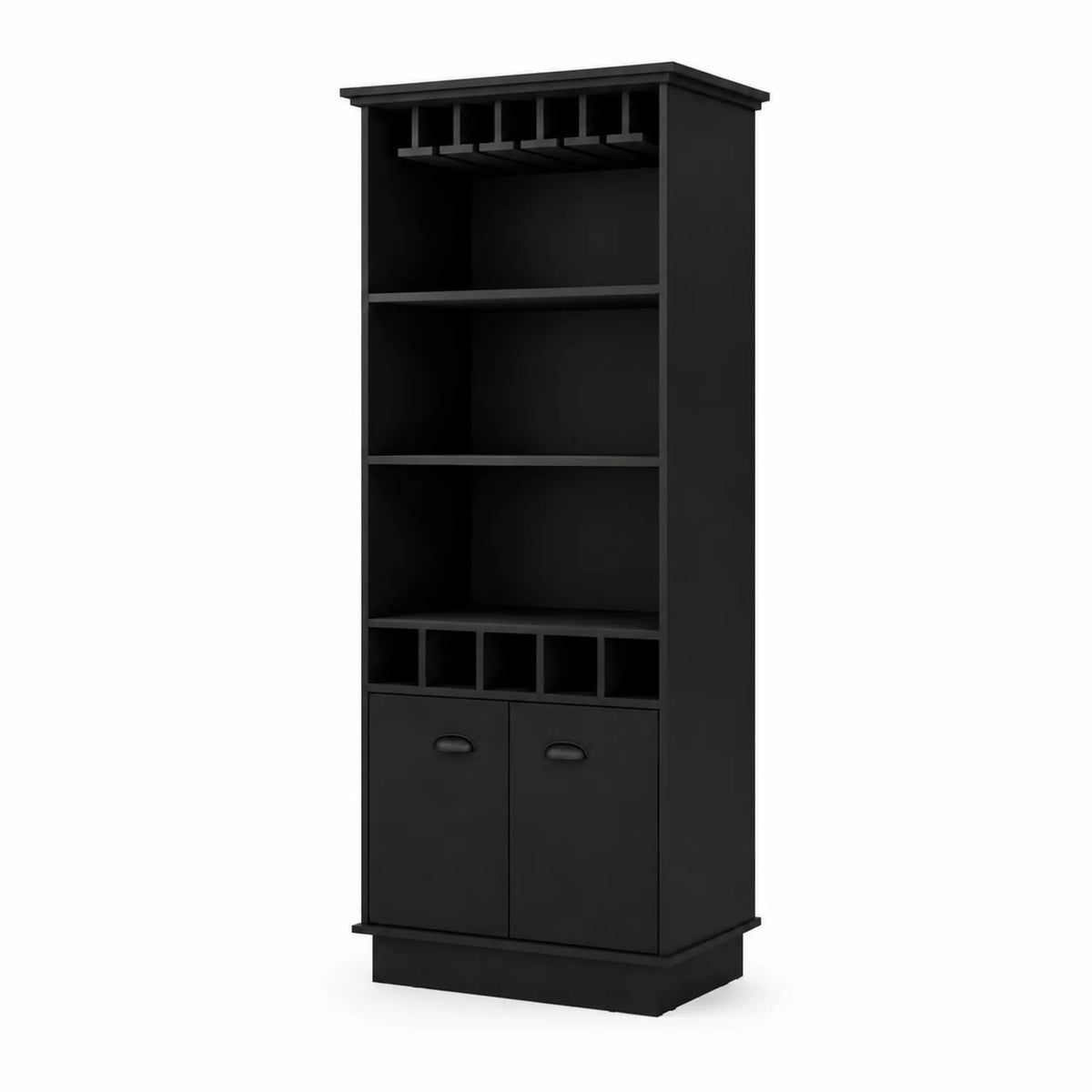 Aparador de Madera con Estantes y Soporte para Copas 180x60x40 cm Negro