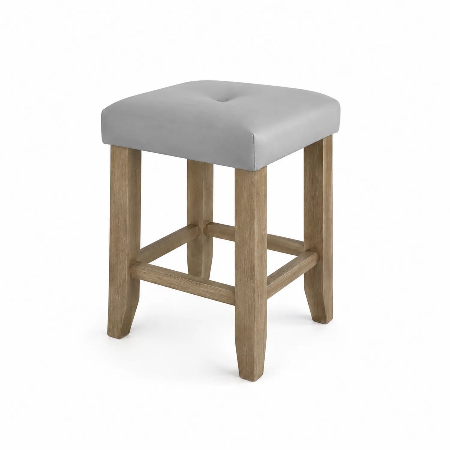 Taburete de Bar de Madera y PU Gris