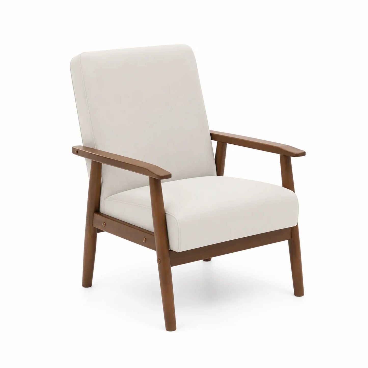 Silla de madera con tapizado de PU crema
