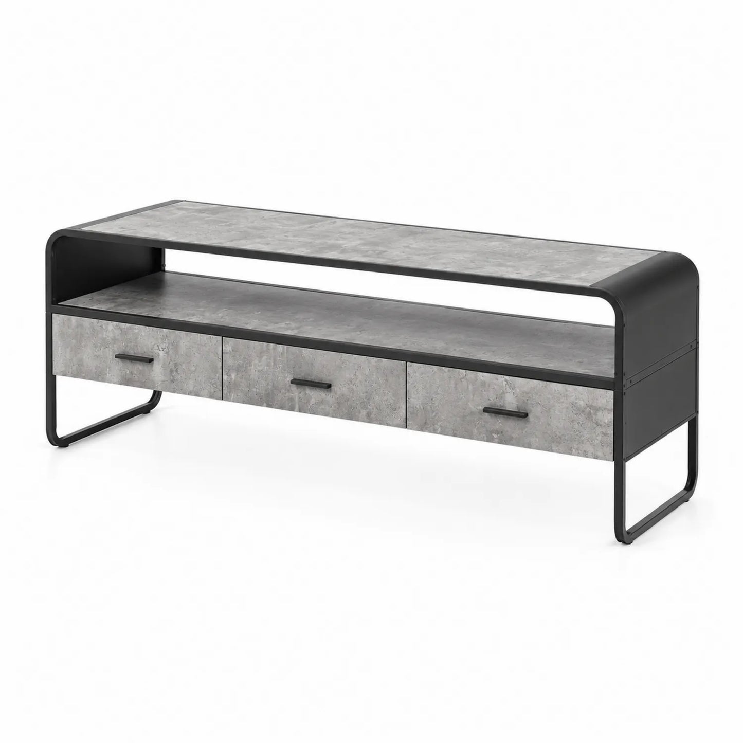 Mueble de TV de Metal y Cemento con 3 Cajones