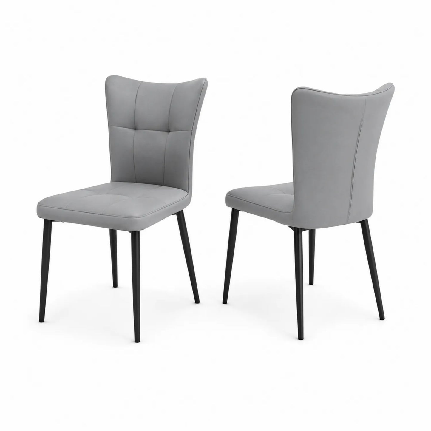 Juego de 2 sillas de poliuretano gris con patas de metal