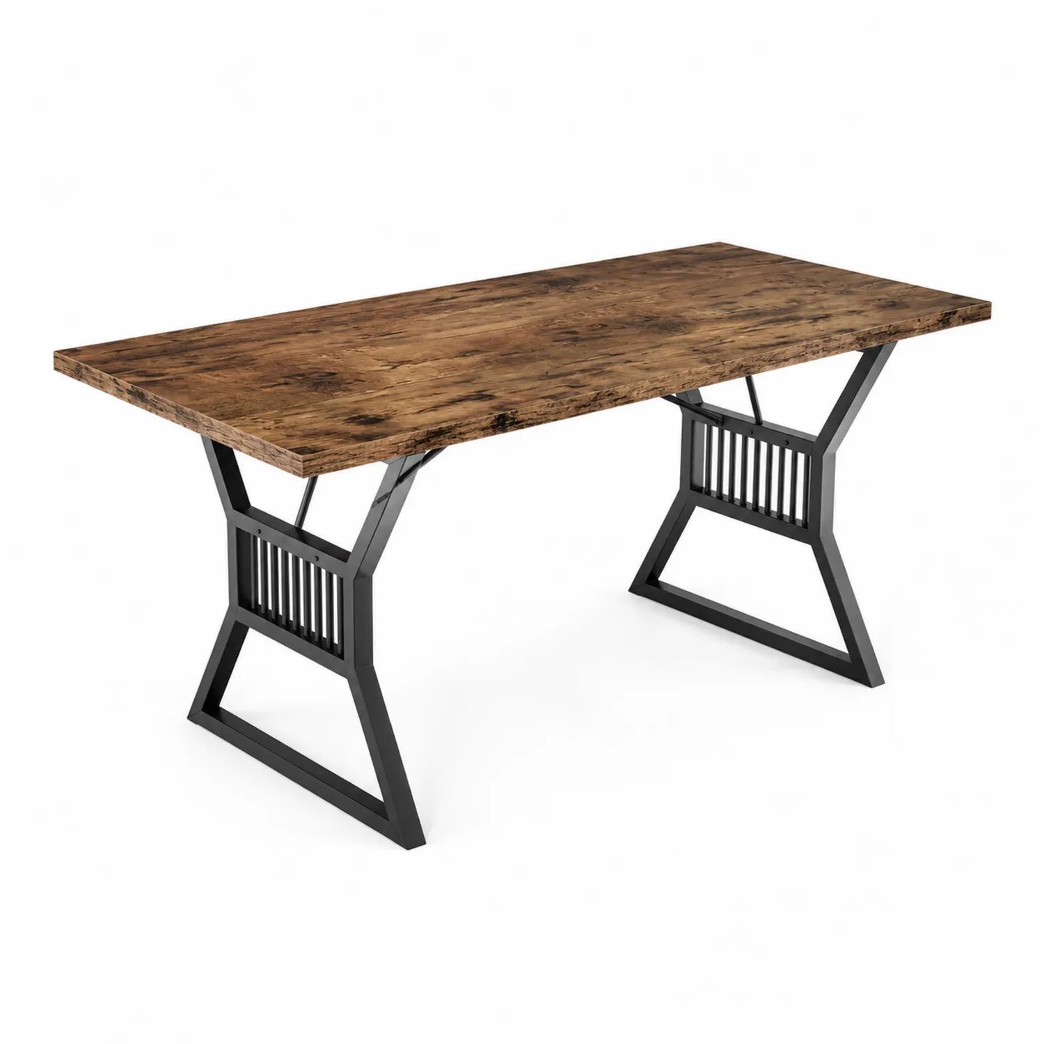 Mesa de comedor de madera y metal 180x90 cm Marrón/Negro