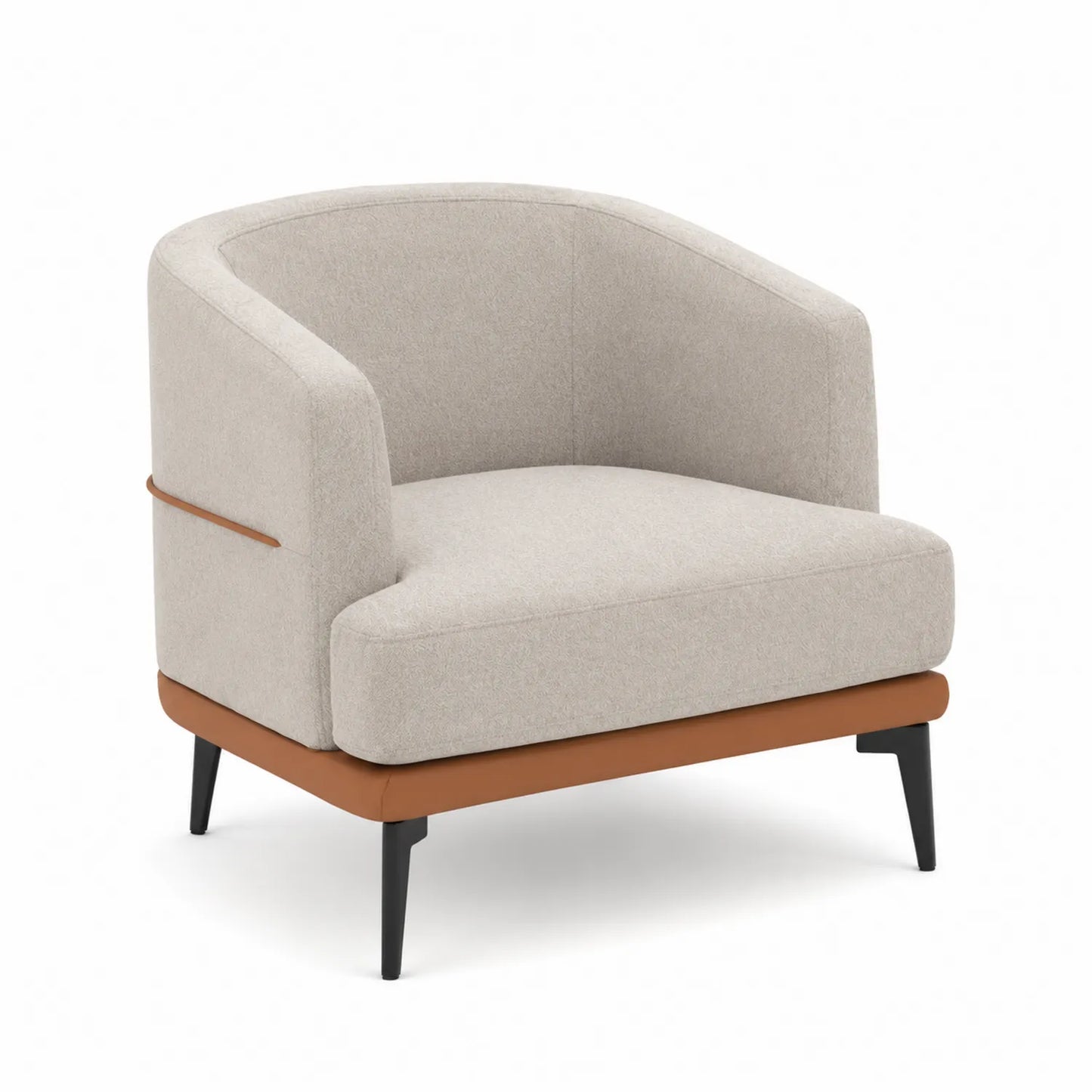 Sillón de Tela Beige con Base Marrón