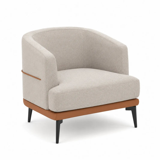 Sillón de Tela Beige con Base Marrón