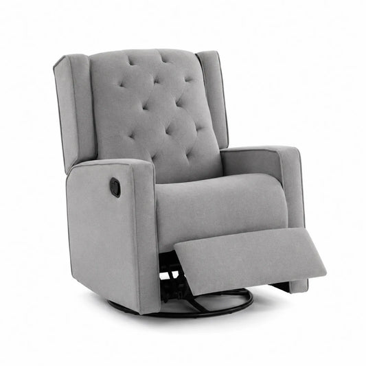 Sillón reclinable de poliéster gris con función giratoria