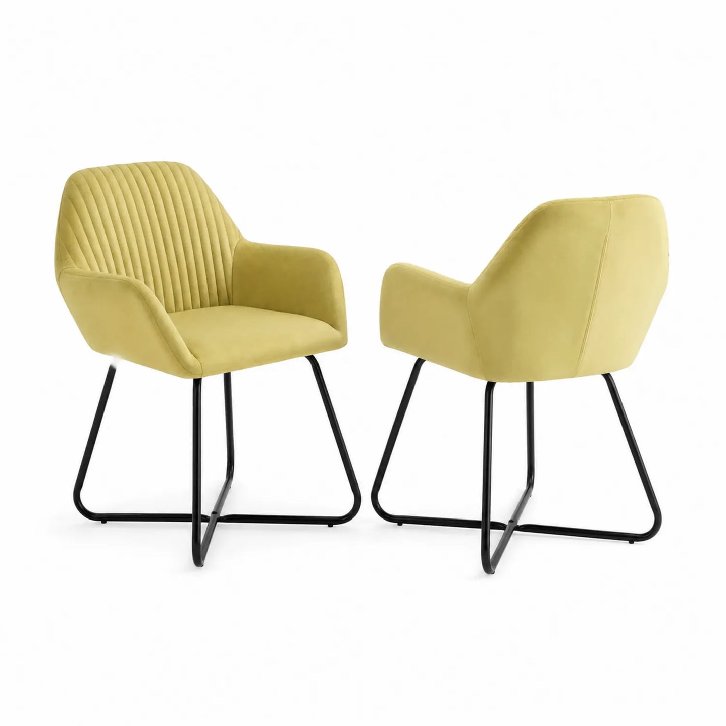 Silla de tela acolchada con estructura de acero Amarillo