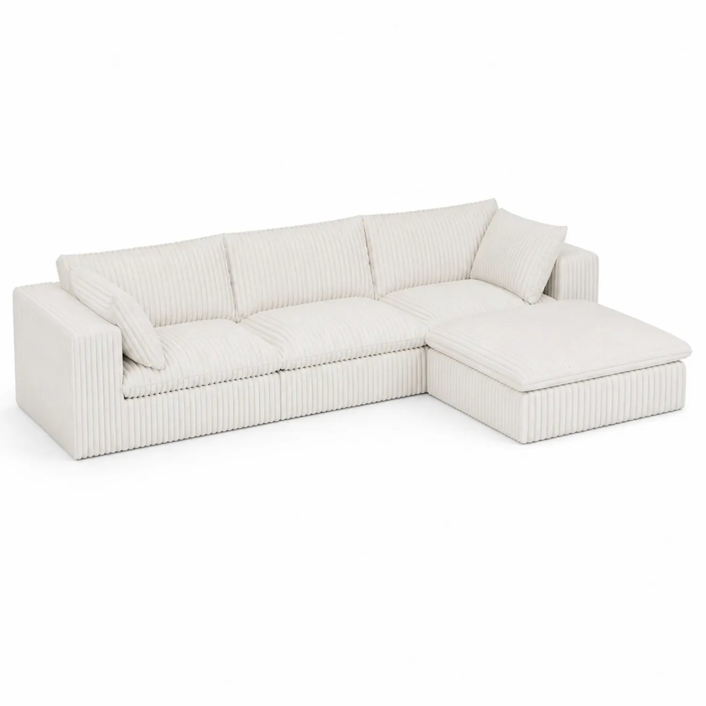 Sofá seccional en forma de L de pana beige