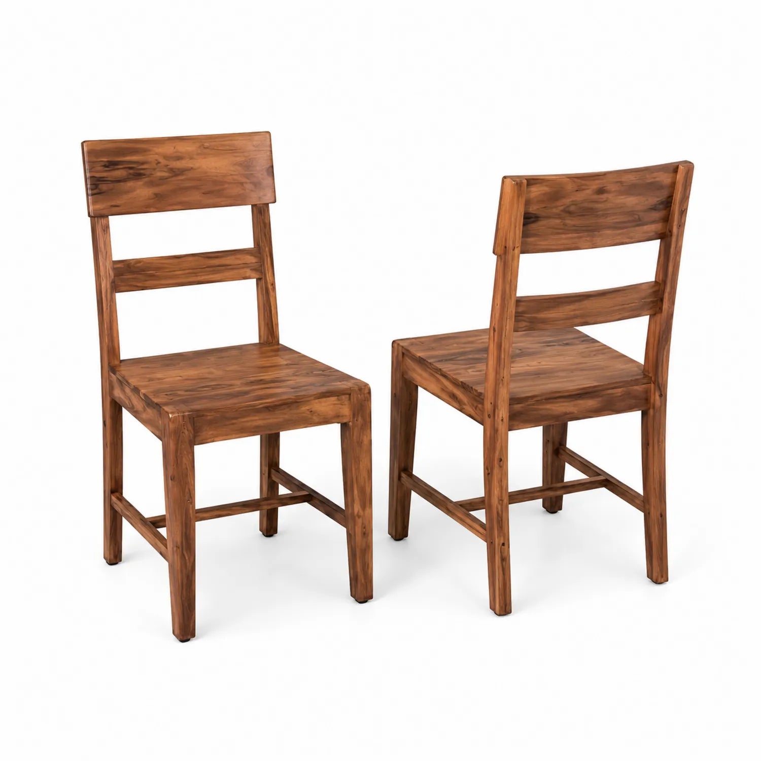 Juego de 2 sillas de madera maciza de acacia marrón