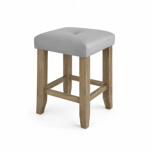 Taburete de Bar de Madera y PU Gris