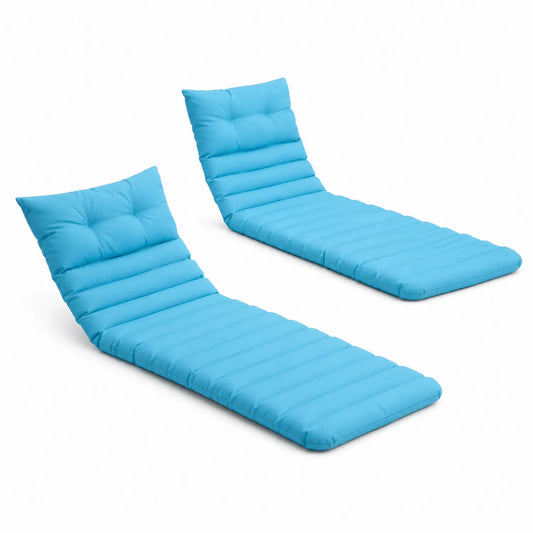 Set de 2 Tumbonas Ajustables Azul Poliéster Exterior 190x60 cm