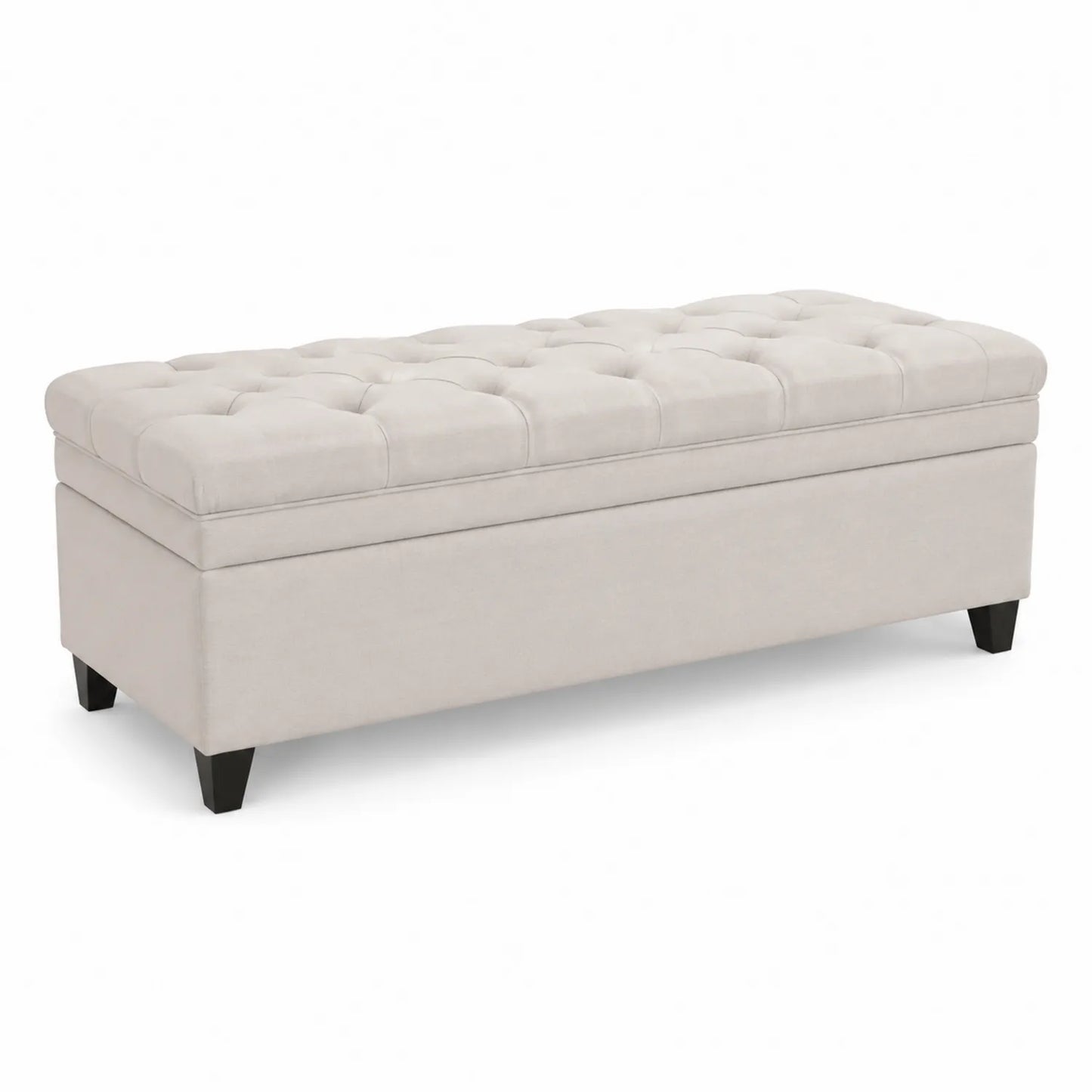 Baúl Puf de Almacenamiento Rectangular Beige Tapizado en Poliéster 120 cm