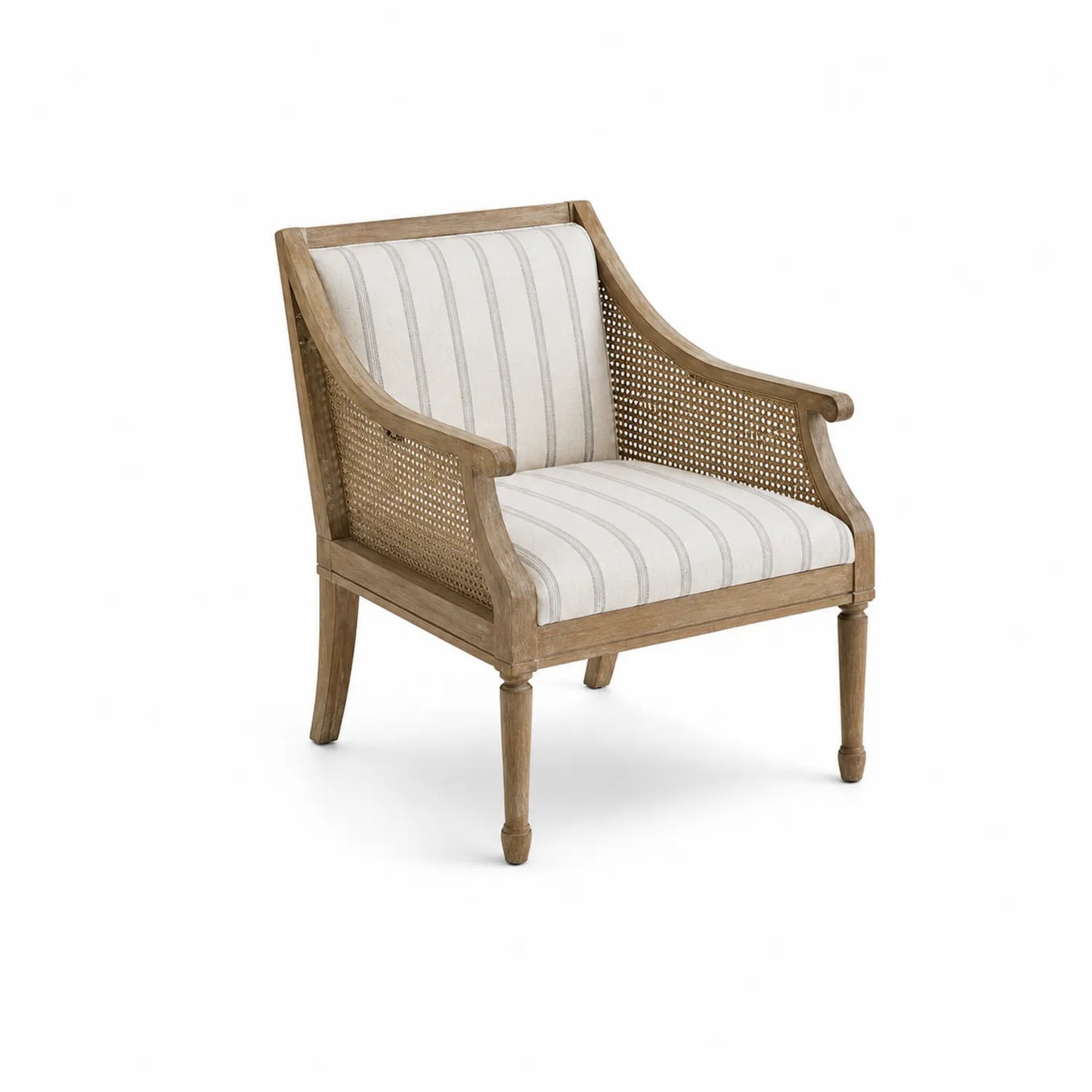 Silla de madera maciza con tejido de lino y mimbre 75x65x90 cm