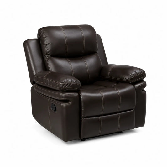 Sillón reclinable de piel sintética marrón