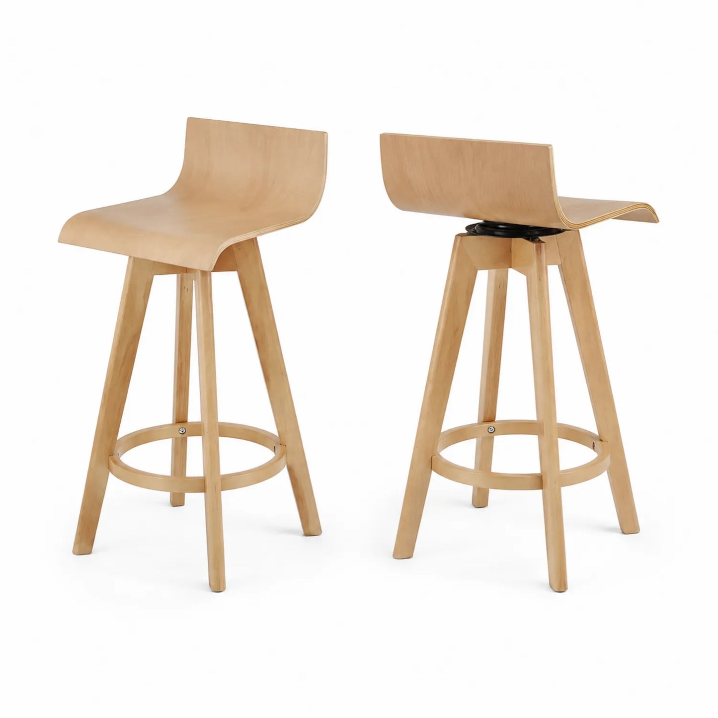Juego de 2 taburetes de madera de haya con asiento curvo