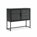 Aparador de metal con puertas de vidrio estriado 85x90x35 cm
