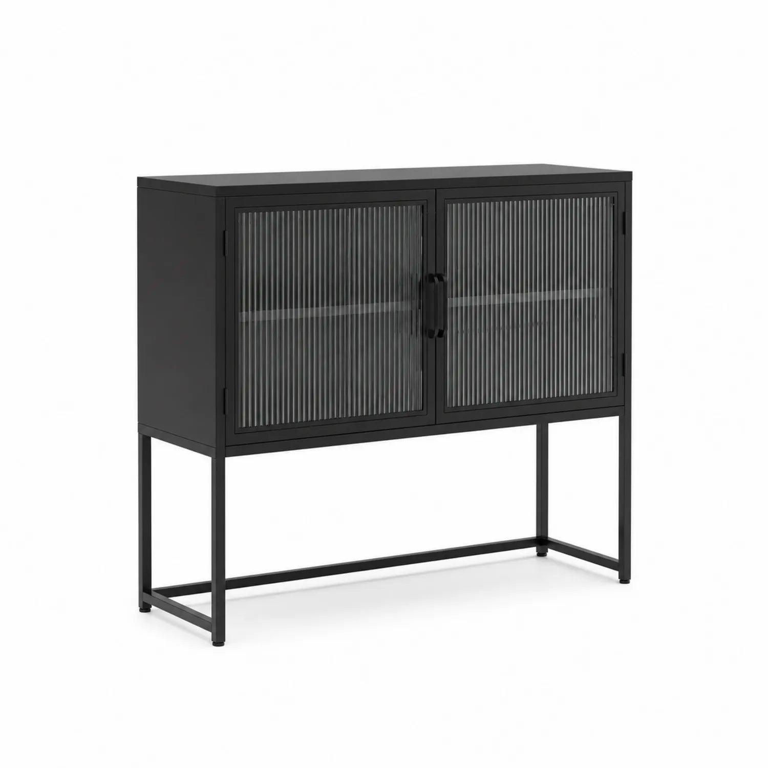 Aparador de metal con puertas de vidrio estriado 85x90x35 cm