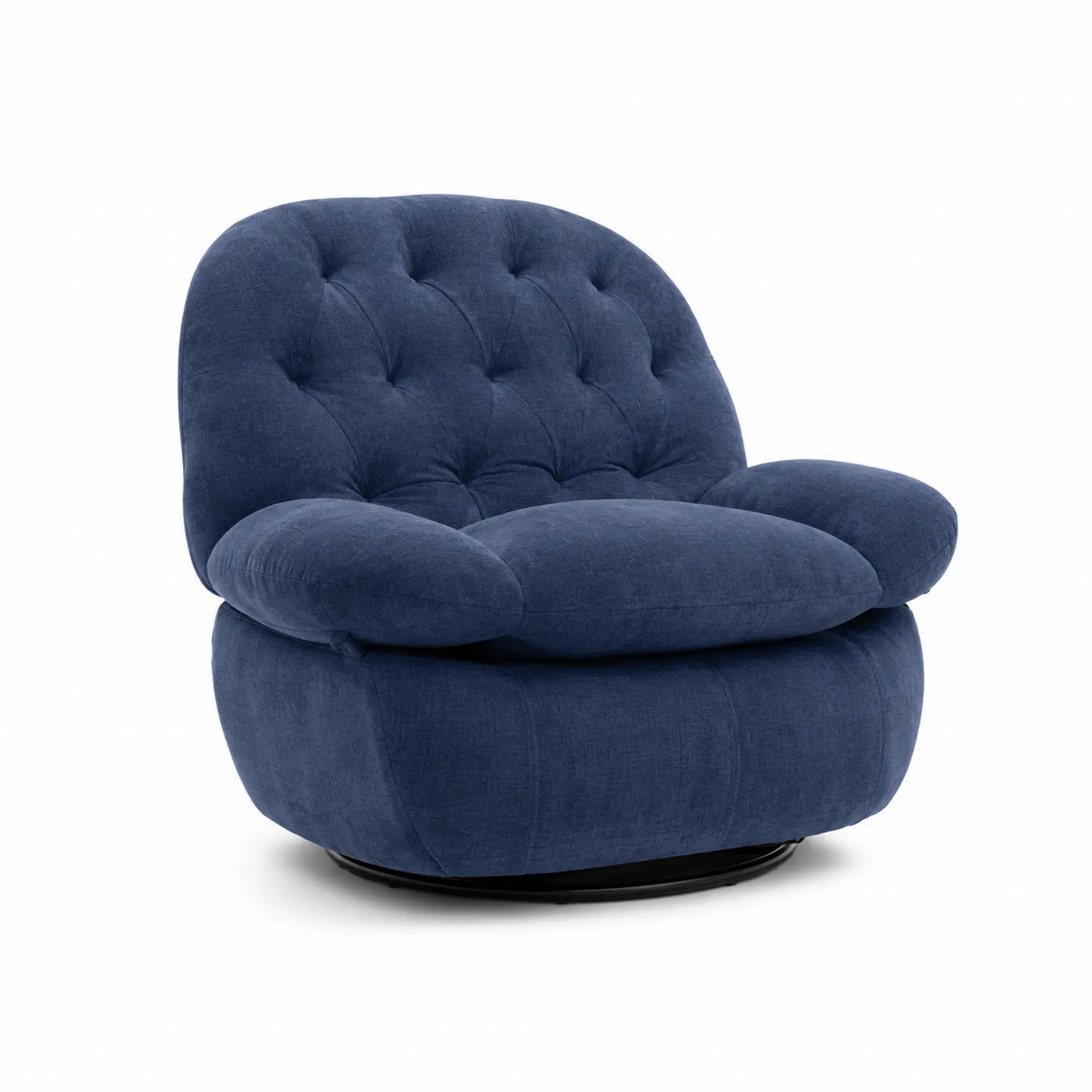 Sillón giratorio de terciopelo azul 95x85x90 cm