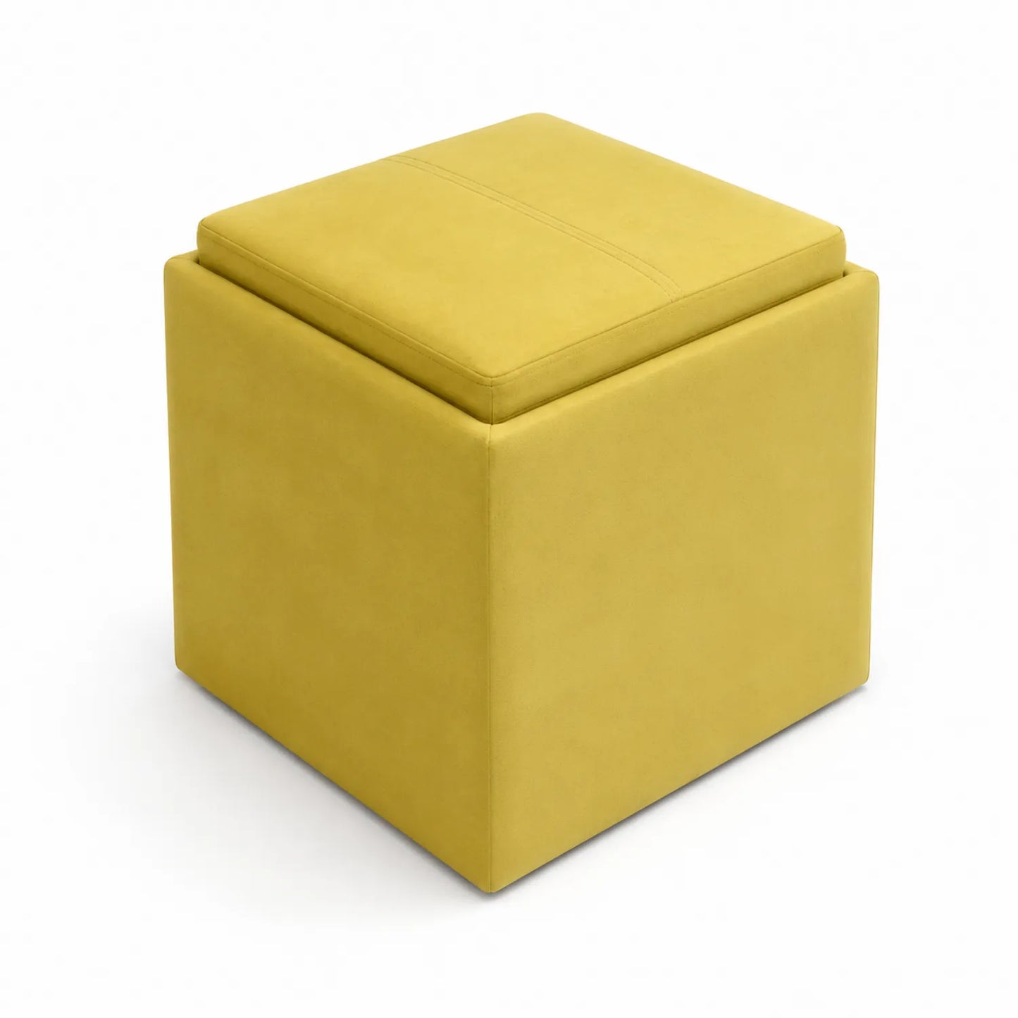 Puf cuadrado de poliéster amarillo 40x40x40 cm