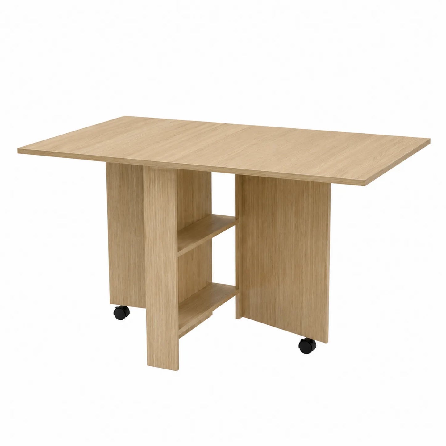 Mesa plegable de madera con ruedas 140x80x75 cm