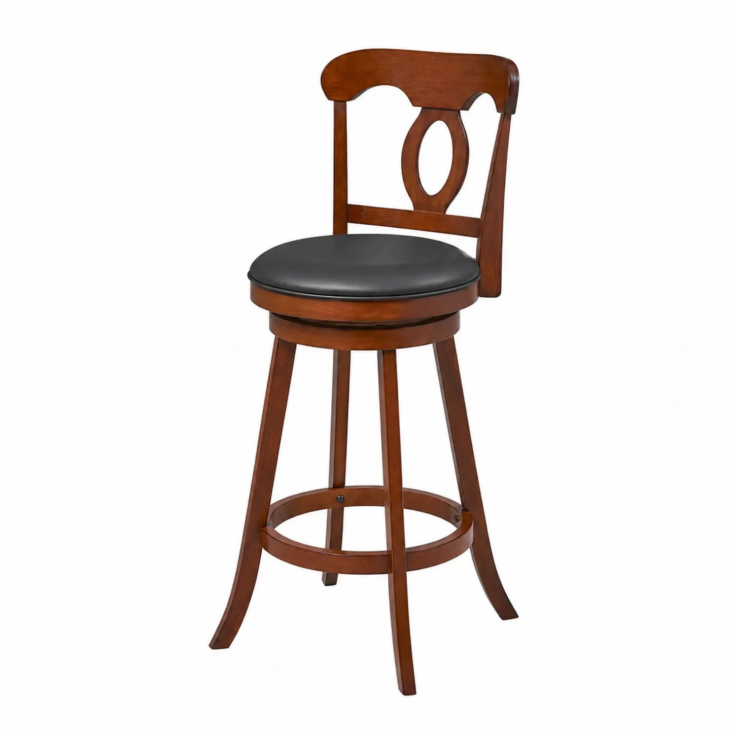 Taburete de bar giratorio de madera y PU negro