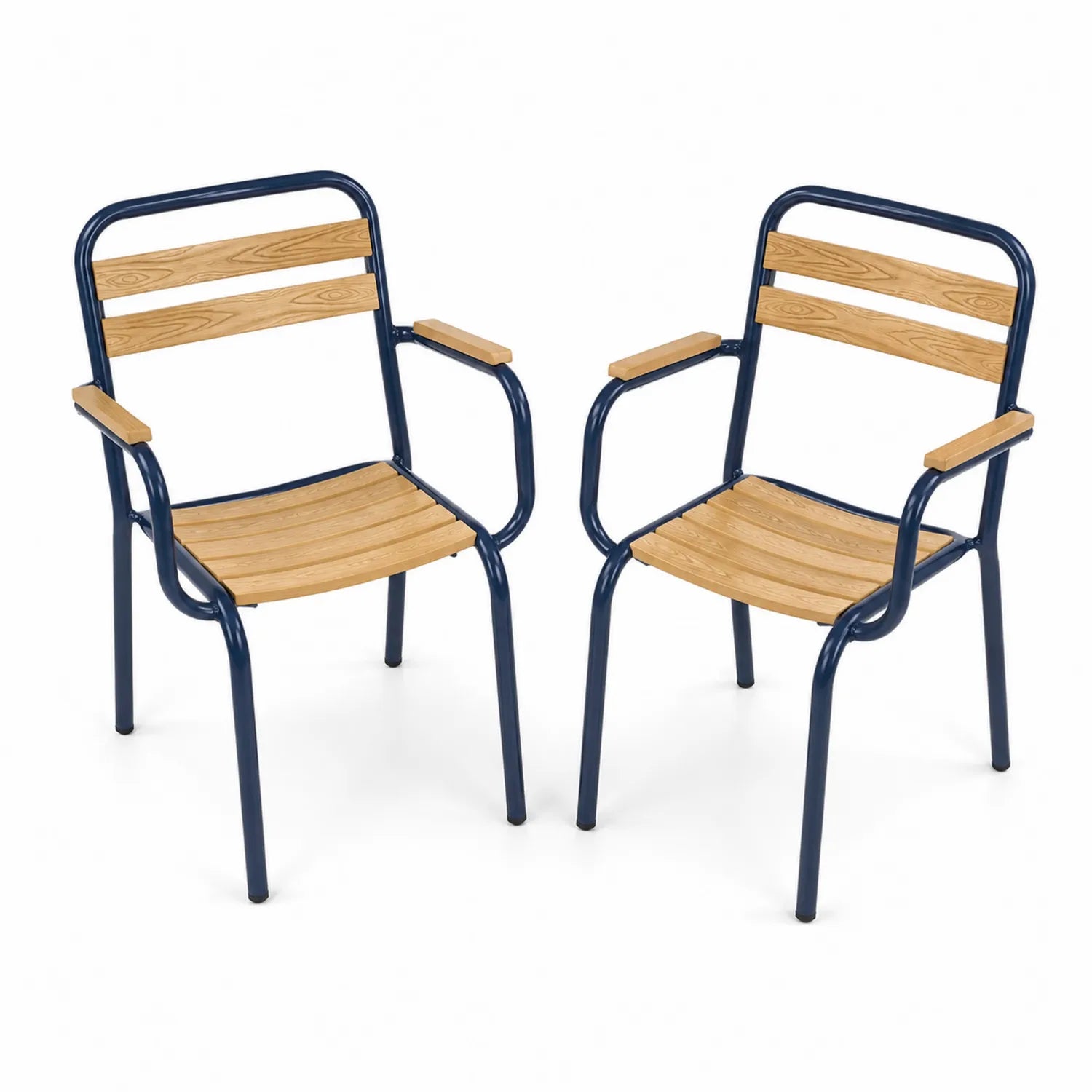 Conjunto de 2 sillas de acero y madera para exterior