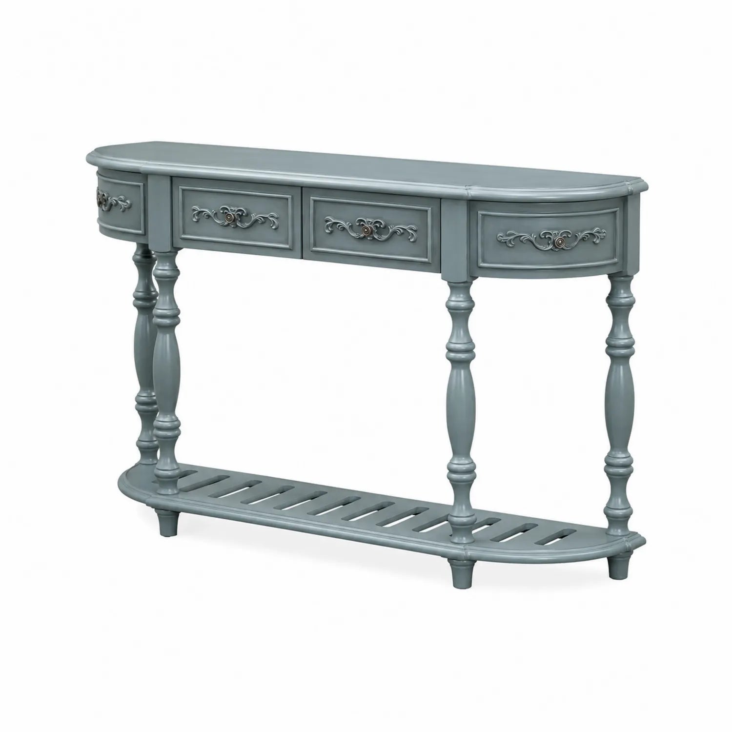 Consola de Madera Gris con Cajones y Estante