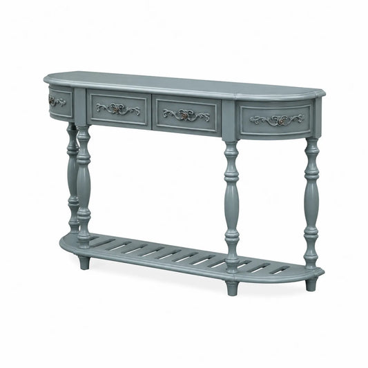 Consola de Madera Gris con Cajones y Estante