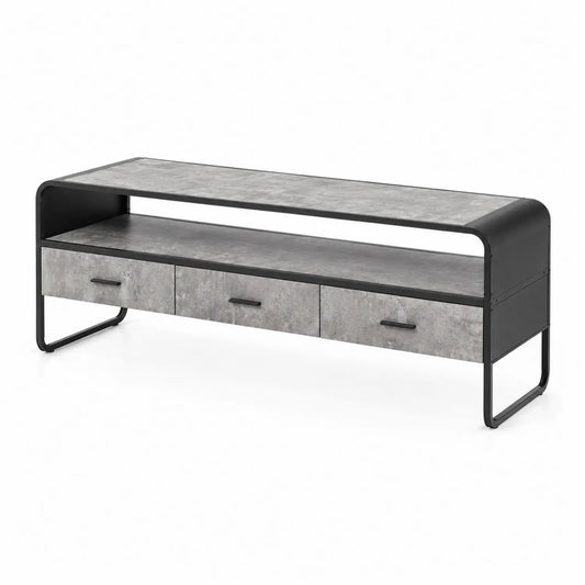 Mueble de TV de Metal y Cemento con 3 Cajones