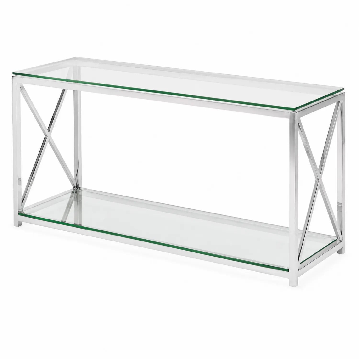 Mesa consola de vidrio y metal 120x40x75 cm