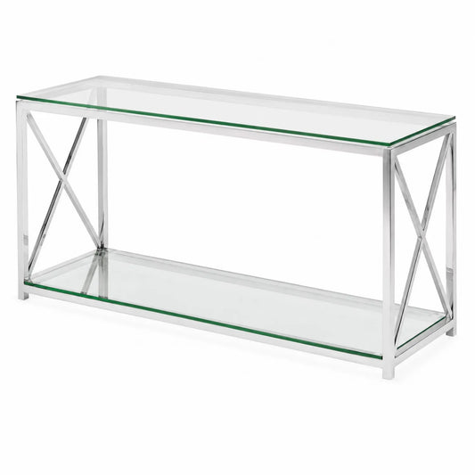Mesa consola de vidrio y metal 120x40x75 cm