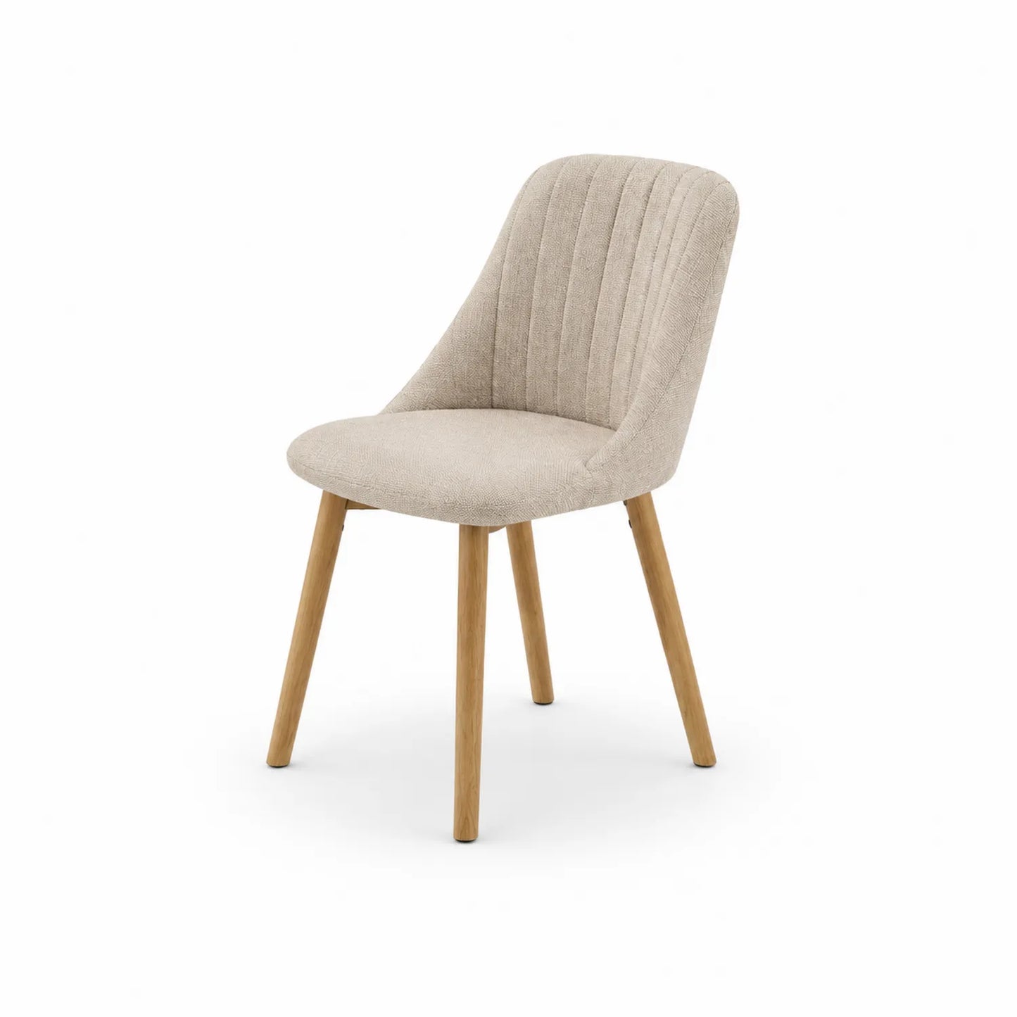 Silla de comedor de poliéster beige con patas de haya