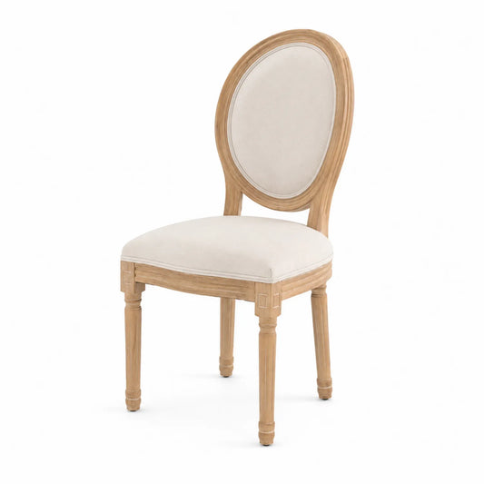 Silla de madera con tapizado de poliéster beige