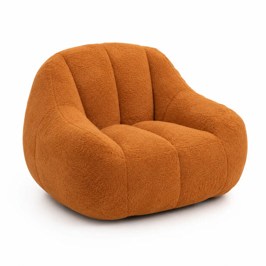 Sillón de tela felpa naranja