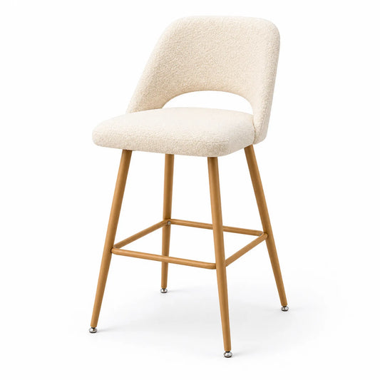 Taburete de tejido bouclé beige con patas de metal 40x50x90 cm