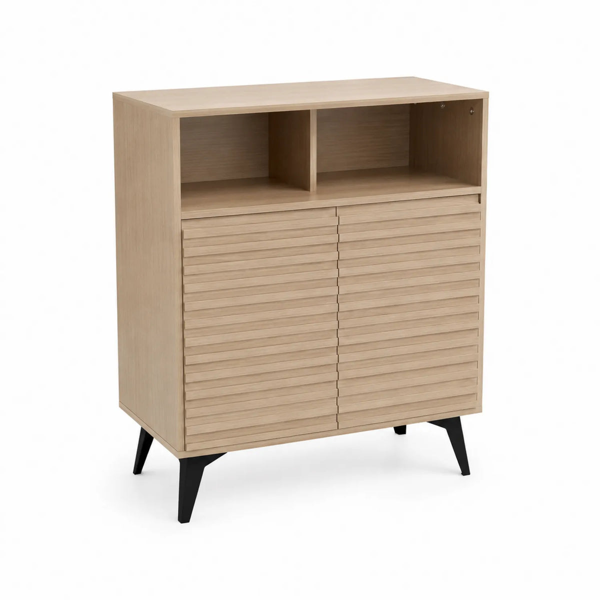 Aparador de Madera de Fresno con Patas de Metal 80x90x40 cm